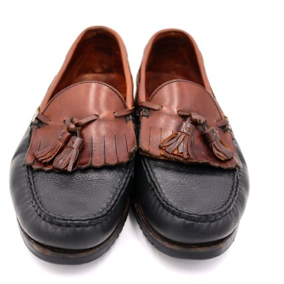 Allen Edmonds Nashua Brown & Black Tassel Loafers Mens 10.5 - Picture 1 of 15